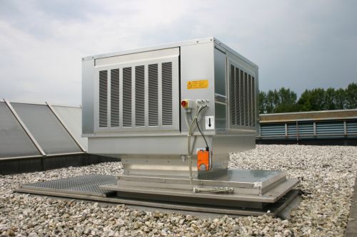 An installed evaporative cooling unit