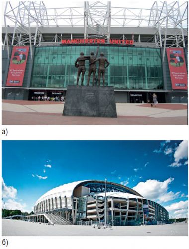 Зображення стадіони «Олд Траффорд» (Англія) та «Inea»