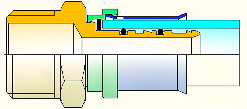 Зображення конструкція з'єднання труби та фітинга системи Герц